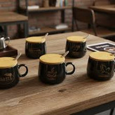 ماگ درب دار و قاشق دار COFFEE