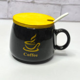 ماگ درب دار و قاشق دار COFFEE